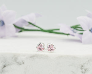 Sterling Silver Birthstone Heart Earrings for Babies and Girls