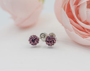 Sterling Silver Birthstone Stardust Ball Screw Back Earrings for Kids