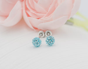 Sterling Silver Birthstone Stardust Ball Screw Back Earrings for Kids