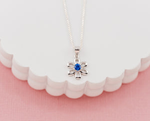 Sterling Silver Birthstone Daisy Flower Necklace for Little Girls