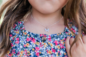 Sterling Silver Butterfly Birthstone Necklace for Little Girls