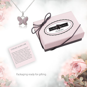 Sterling Silver Butterfly Birthstone Necklace for Little Girls