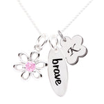 Sterling Silver Design-Your-Own Custom Necklace with Daisy and Initial Charm for Little Girls