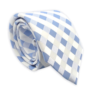 First Communion Blue Check Tie with Silver Chalice Tie Pin Gift Set for Boys