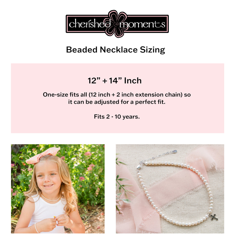 Sterling Silver Pink Simulated Pearl Necklace for Kids