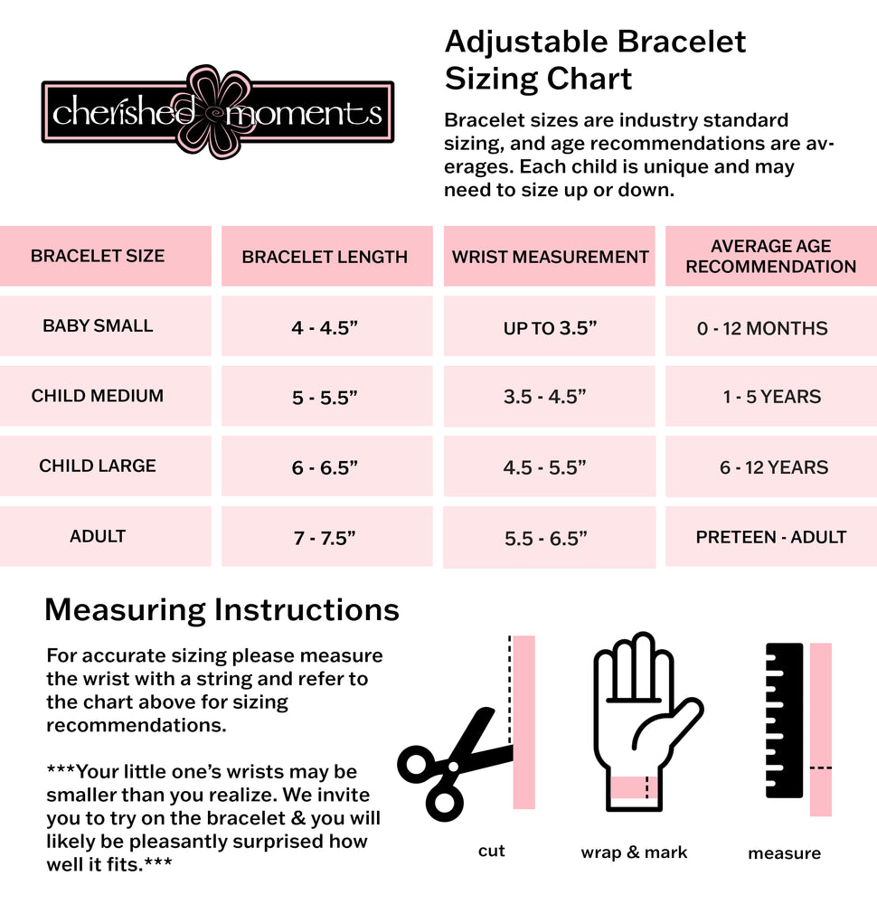 Gold-Plated Simulated Pearl Baby Bracelet sizing chart