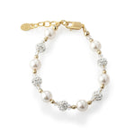 14K Gold Plated Simulated Pearl and Sparkling Stardust Children's Bracelet