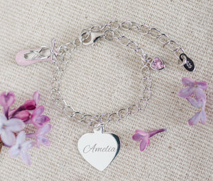 Personalized Sterling Silver Dance Charm Bracelet Engraved Charm