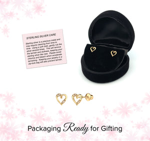 14K Gold-Plated Heart (Open) Earrings for Babies and Kids gift