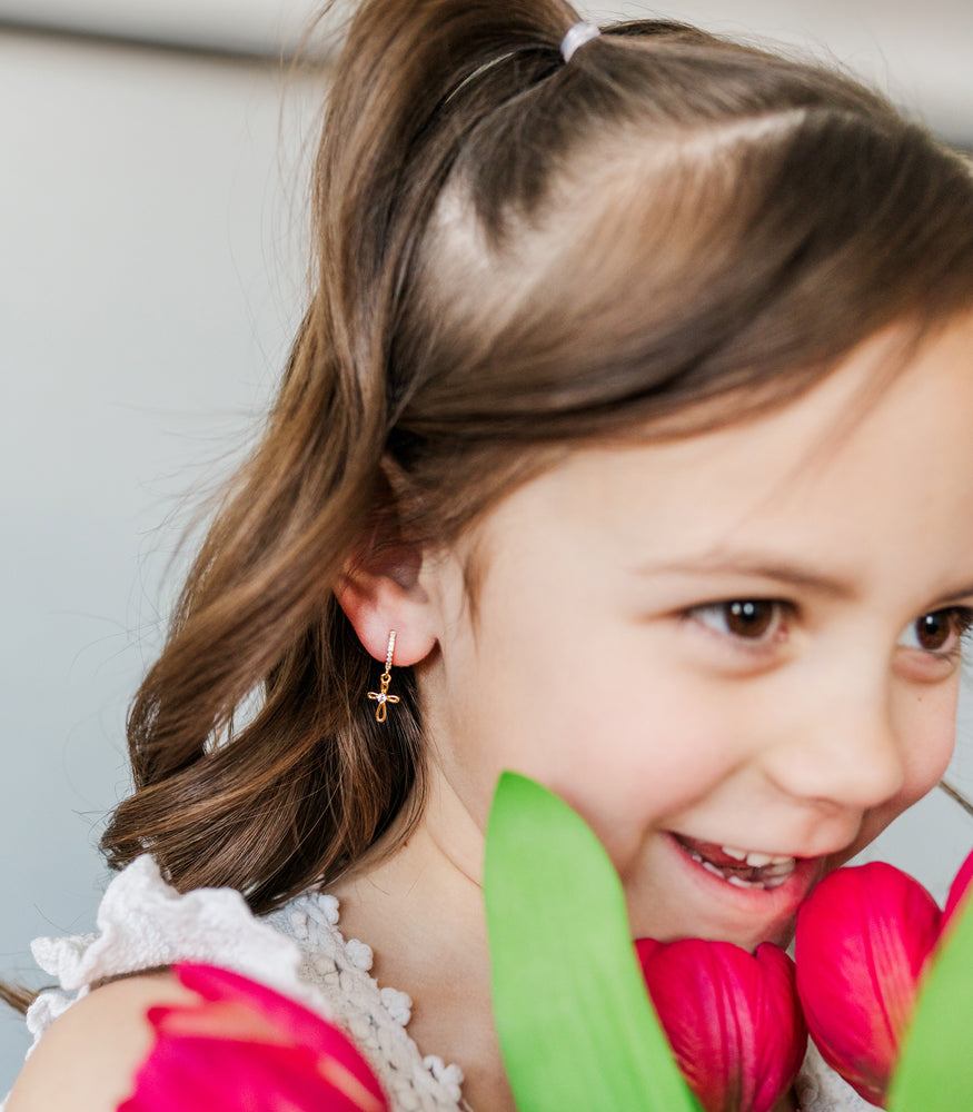 Earrings with Cross for Kids toddler