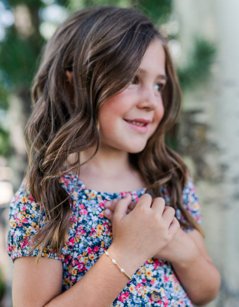 Little Girls 14K Gold-Plated Bracelet with Freshwater Pearls