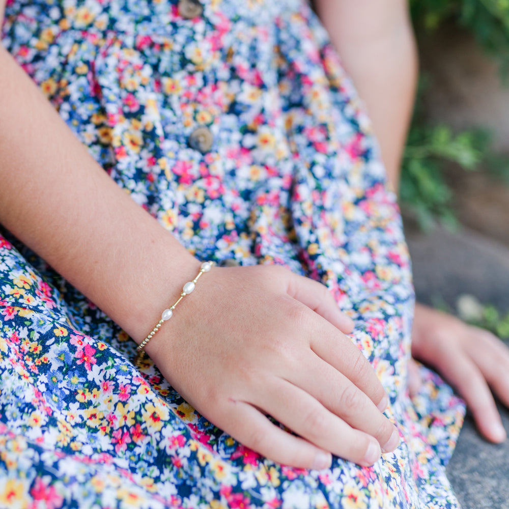 Little Girls 14K Gold-Plated Bracelet with Freshwater Pearls