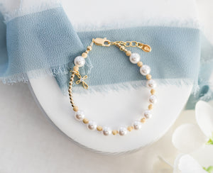 14K Gold-Plated Rosary Bracelet First Communion Gift for Girls