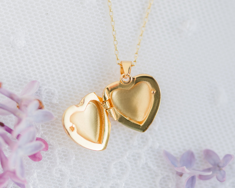 14K Gold-Plated Children's Personalized Heart Locket Necklace