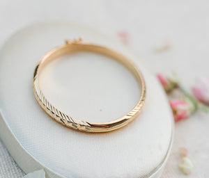 14K Gold Plated Etched Bangle Bracelet for Babies and Little Girls with FREE Engraving