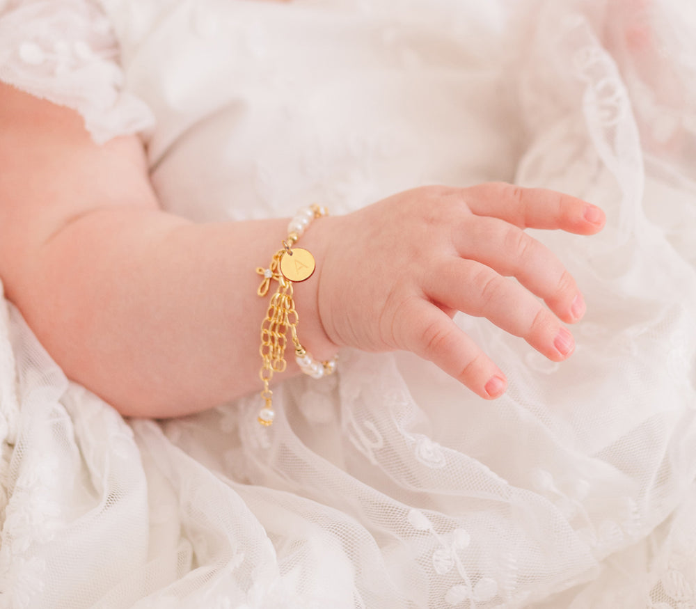 14K Gold-Plated Cherished Babe to Bride Cross Bracelet for Infant Baby Girl