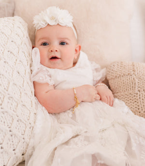 14K Gold-Plated Cherished Babe to Bride Cross Bracelet for Infant Baby Girl