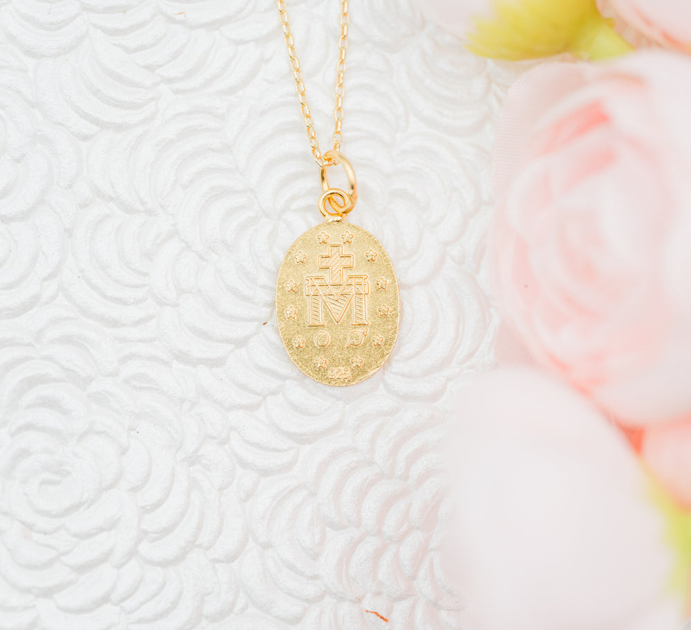 Girls Gold-Plated First Communion Miraculous Medal Necklace