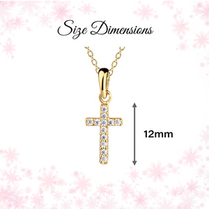 14K Gold-Plated Children's Cross Necklace with CZs for Girls