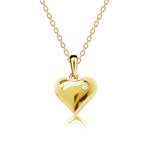 Children's 14K Gold Plated Puff Heart Necklace for Girls & Kids