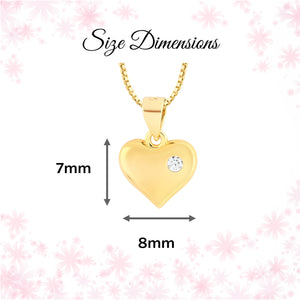 Children's 14K Gold Plated Puff Heart Necklace for Girls & Kids