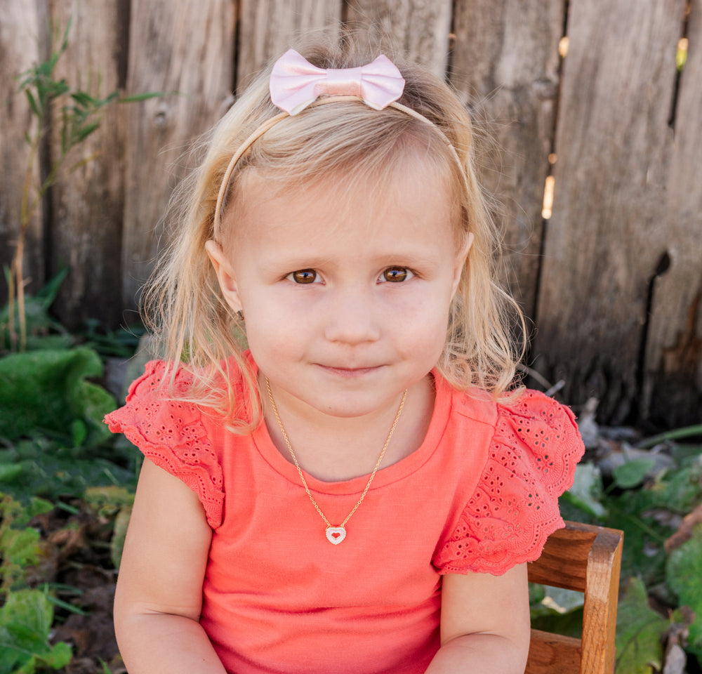 14K Gold Plated Sterling Silver Little Girl's Pink Heart Necklace