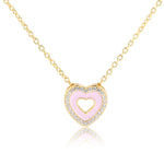 14K Gold Plated Sterling Silver Little Girl's Pink Heart Necklace