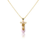 Children's 14K Gold-Plated Pink Ballet Slipper Necklace for Kids and Girls