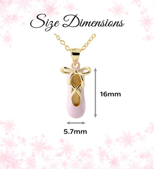 Children's 14K Gold-Plated Pink Ballet Slipper Necklace for Kids and Girls