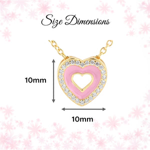 14K Gold Plated Sterling Silver Little Girl's Pink Heart Necklace