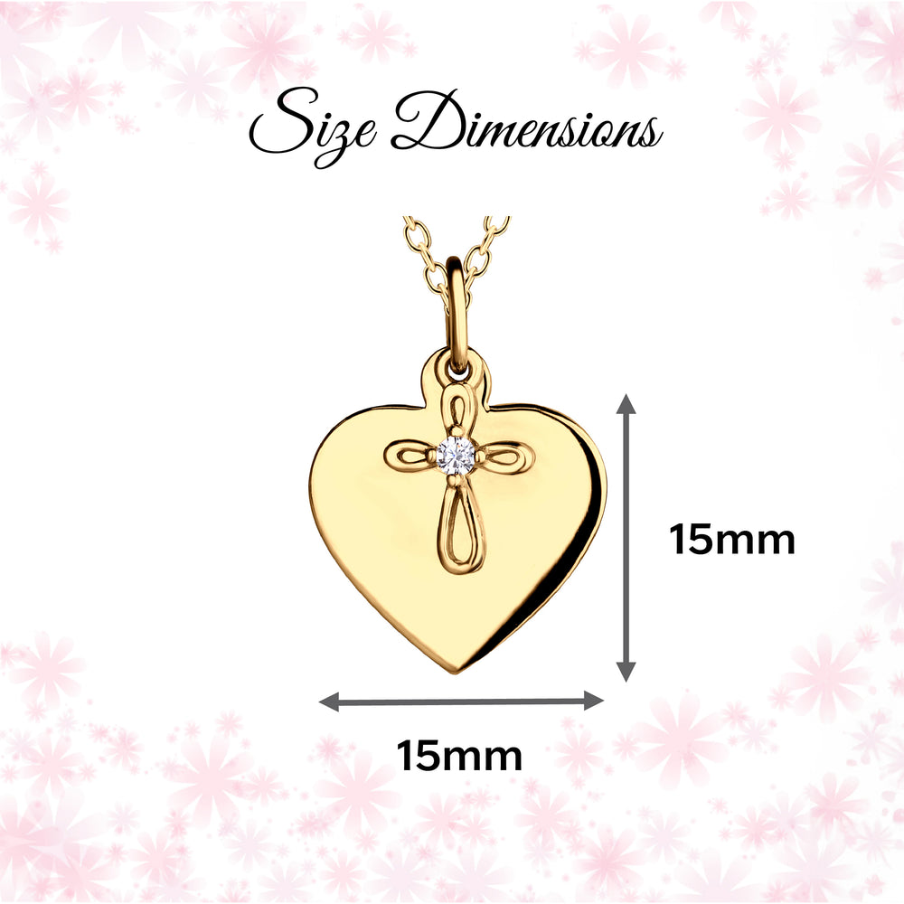 14K Gold-Plated FREE Engraved Heart w/Cross Necklace for Godchild Gift