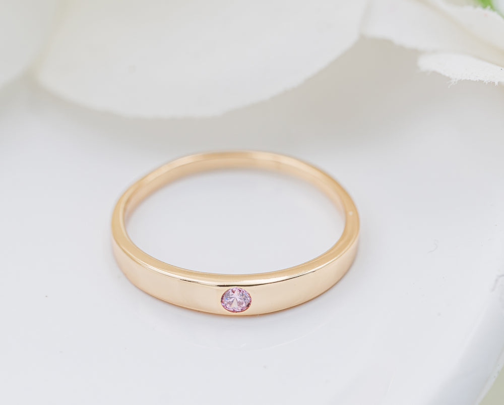 14K Gold-Plated Baby Ring with Pink CZ for Kids