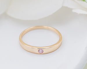 14K Gold-Plated Baby Ring with Pink CZ for Kids