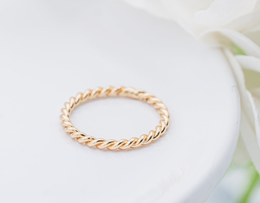 Gold-Plated Twisted Rope Baby Ring for Girls