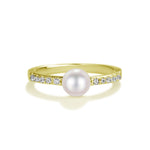 14K Gold-Plated Pearl Baby Ring with CZs for Kids