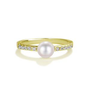 14K Gold-Plated Pearl Baby Ring with CZs for Kids