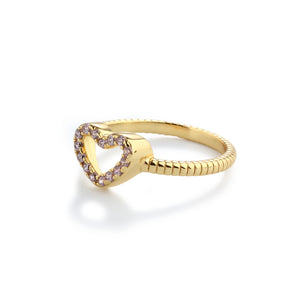 Little Girls 14k Gold-Plated Pink CZ Heart Baby Ring