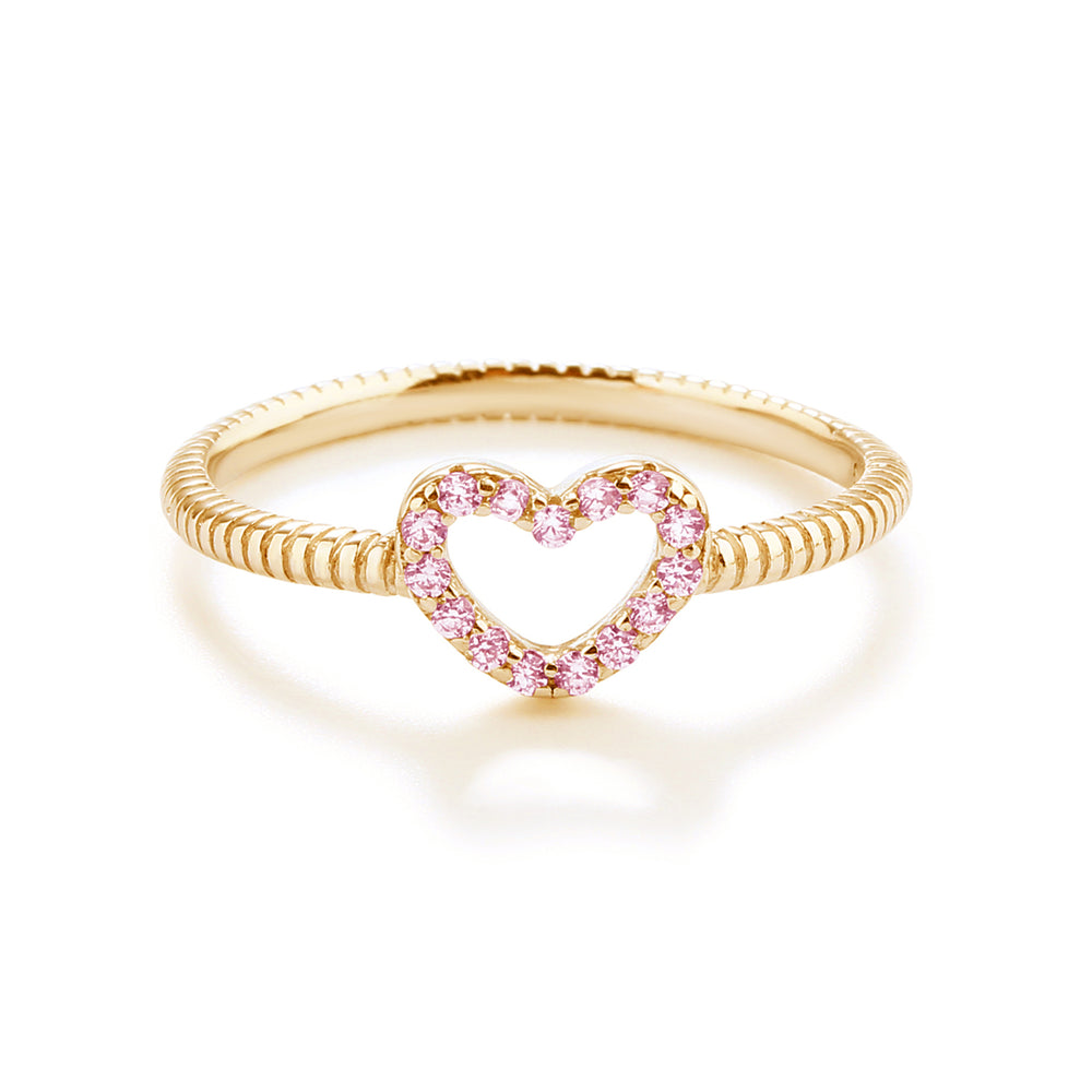 Little Girls 14k Gold-Plated Pink CZ Heart Baby Ring