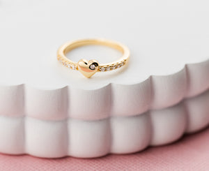 Little Girls Gold-Plated Puff Heart Ring for Little Girls