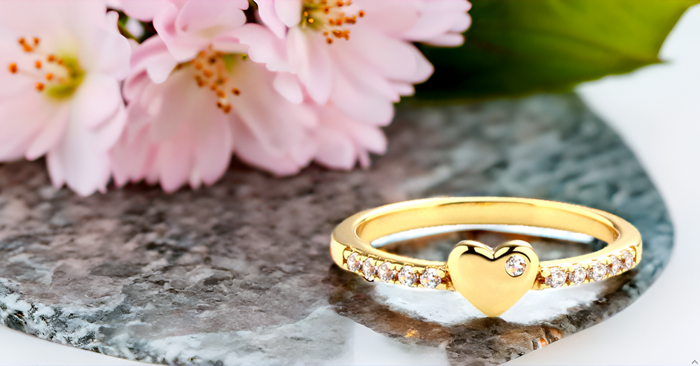 Little Girls Gold-Plated Puff Heart Ring for Little Girls