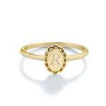 Personalized 14K Gold Plated Scalloped Oval Baby Ring with FREE Personalization