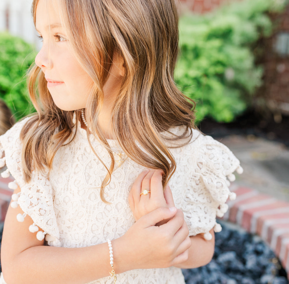 Personalized 14K Gold Plated Scalloped Oval Baby Ring with FREE Personalization