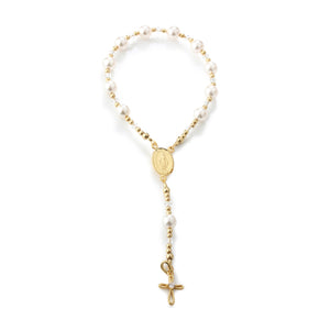 14K Gold-Plated White Baby Rosary Baptism Gift