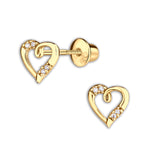 14K Gold-Plated Heart (Open) Earrings for Babies and Kids