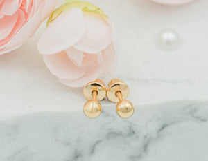 14K Gold-Plated Ball Stud Earrings for Baby and Kids