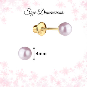 14K Gold-Plated Pink Pearl Earrings for Infants and Kids