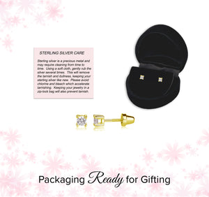 14K Gold-Plated CZ Crystal Stud Earrings for Baby for gift