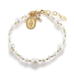Girls 14K Gold-Plated First Communion Bracelet with Miraculous Medal