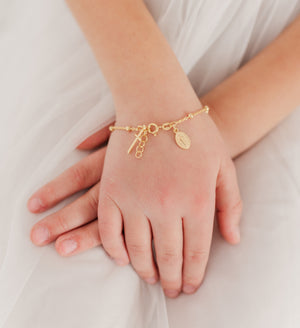 14K Gold-Plated Rosary Bracelet First Communion or Confirmation Gift