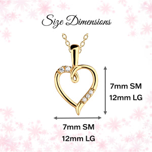 14K Gold Plated Children's Open Heart Necklace for Girls dimensions